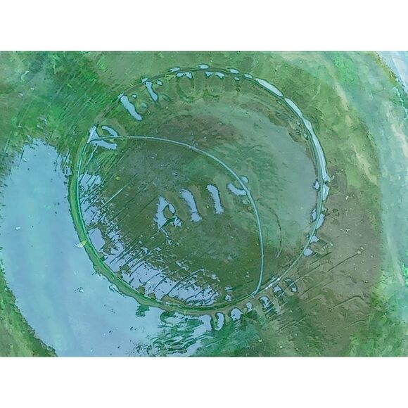 Vintage E.O. Brody Co. 1960s Emerald Green Crinkle Glass EAPG Flower Pot Vase - Picture 4 of 11